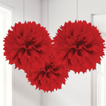 Party Pompon aus rotem Seidenpapier - Partyartikel - Bellefete.ch