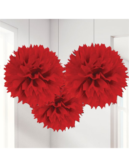 Party Pompon aus rotem Seidenpapier - Partyartikel - Bellefete.ch