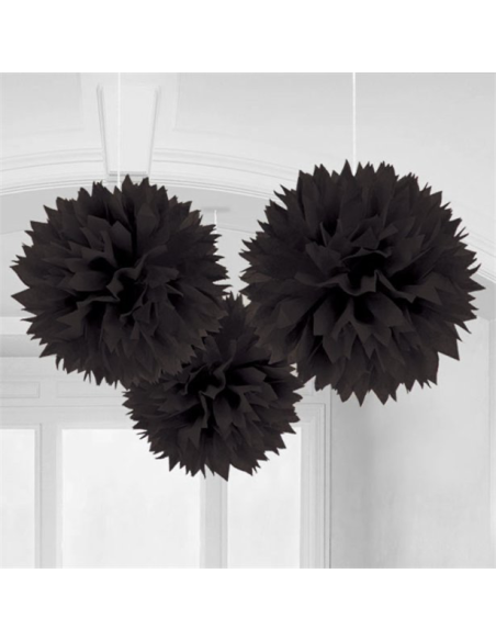 Pompon da festa decorativi in carta nera - Decorazione di festa - Svizzera Pompon da festa decorativi in carta nera - Decorazione di festa - Svizzera