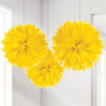 Pompons de fête décoratifs en papier Jaune - Articles de fête - Bellefete.ch