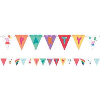 Guirlande à fanions d'anniversaire Peppa Pig - Déco de fête dessin animé Peppa Pig - Bellefete.ch