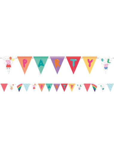 Guirlande à fanions d'anniversaire Peppa Pig - Déco de fête dessin animé Peppa Pig - Bellefete.ch