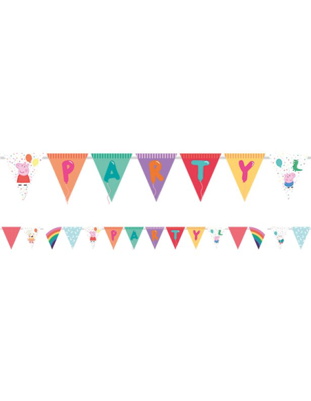 Guirlande à fanions d'anniversaire Peppa Pig - Déco de fête dessin animé Peppa Pig - Bellefete.ch