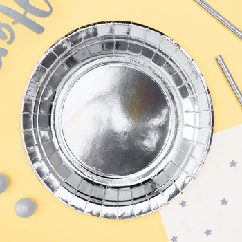 Assiettes de fête en papier métallique argenté - Déco de table - Bellefete.ch 2