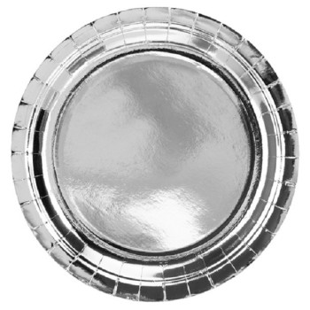 Assiettes de fête en papier métallique argenté - Déco de table - Bellefete.ch