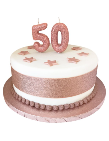 Candela numero "0" in oro rosa con glitter