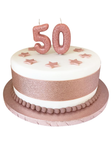 Roségoldene Glitzerkerze Nr. 0 | Online-Shop Schweiz - BelleFete.ch