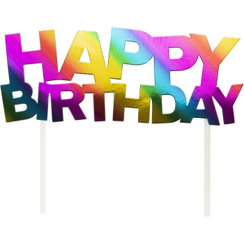 Decorazione per torta "Happy Birthday" Rainbow - Topper Arcobaleno - Bellefete.ch