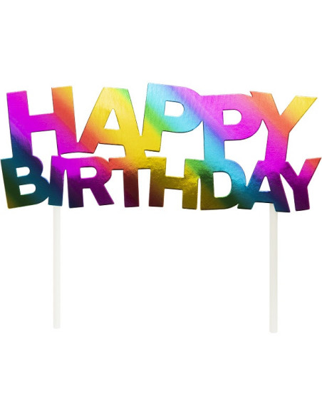 Decorazione per torta "Happy Birthday" Rainbow - Topper Arcobaleno - Bellefete.ch