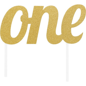 Kuchendekoration mit goldenen Pailletten "One" - Tortenaufsatz - Bellefete.ch