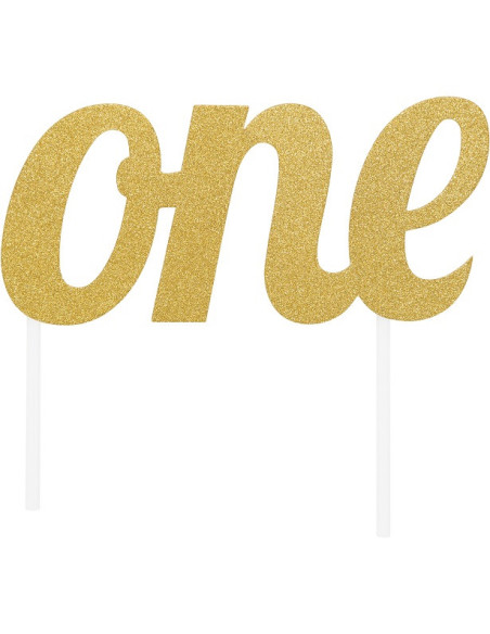 Kuchendekoration mit goldenen Pailletten "One" - Tortenaufsatz - Bellefete.ch