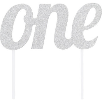 Decorazione per torta con paillettes argentate "One" - Decorazione primo anniversario - Svizzera