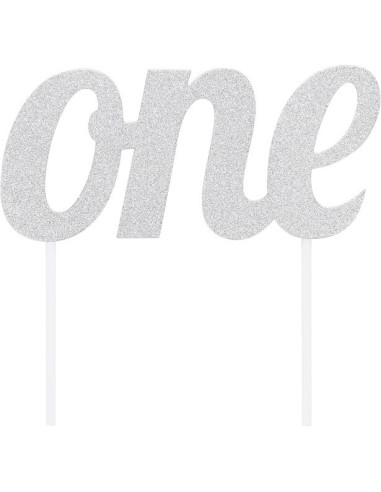Décoration pour gâteau à paillettes argentées "One" - Déco premier anniversaire - Suisse