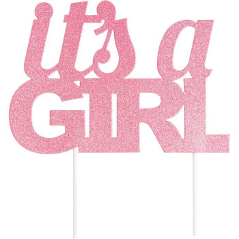 Decorazione per torta con glitter rosa "It's a Girl" - Accessori da pasticceria - Bellefete.ch 2
