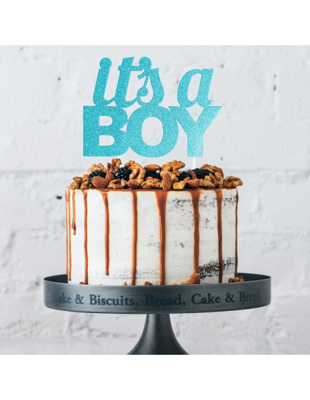 Décoration pour gâteau à paillettes bleues "It's a Boy" - Accessoires de patisserie - Bellefete.ch