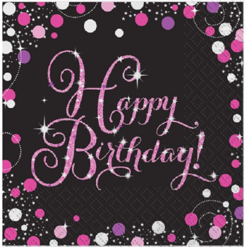 Tovaglioli di compleanno Rosa - stoviglie per feste | BelleFete.ch