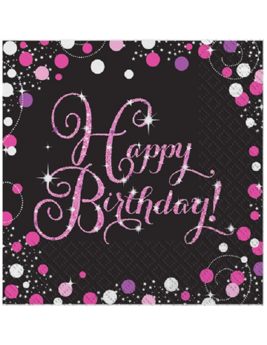 Tovaglioli di compleanno Rosa - stoviglie per feste | BelleFete.ch