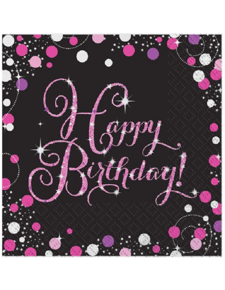 Tovaglioli di compleanno Rosa - stoviglie per feste | BelleFete.ch