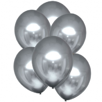 Ballons effet miroir Argent - 6 pcs