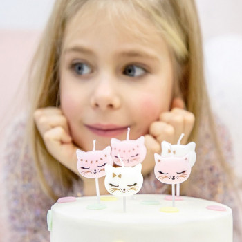 Geburtstagskerzen Katzen für Kinder, festliches und buntes Kuchenzubehör 2