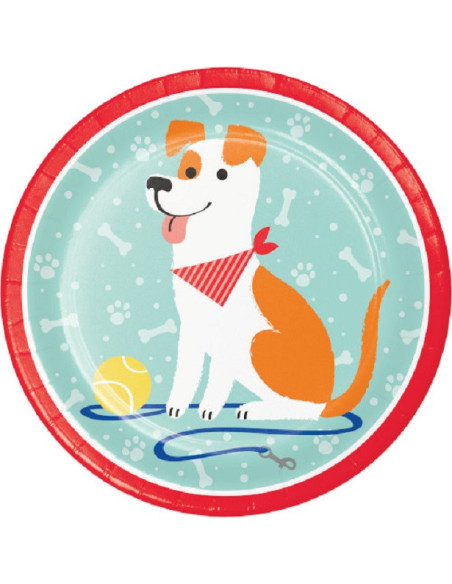 8 Geburtstagsteller Hunde - Partydekoration zum Thema Hunde - Bellefete.ch - Mehr als 50 Partythemen für Kinder