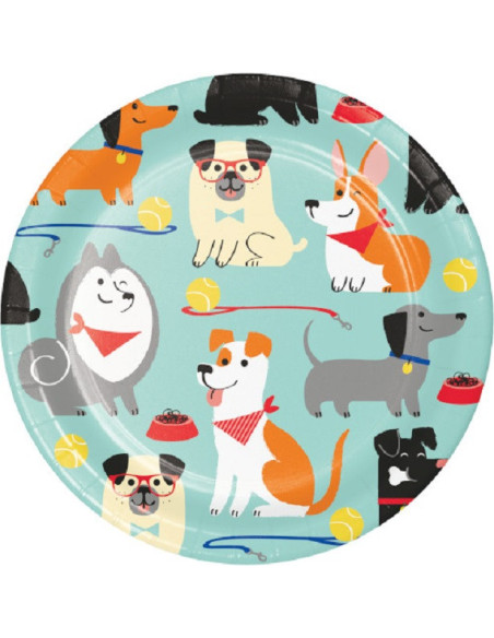 8 Piatti da festa con dessert Cani - Tema di compleanno Animali da compagnia - Bellefete.ch