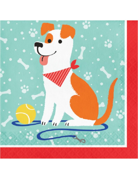 16 Serviettes d'anniversaire Chiens - Déco de fête Chien - Bellefete.ch