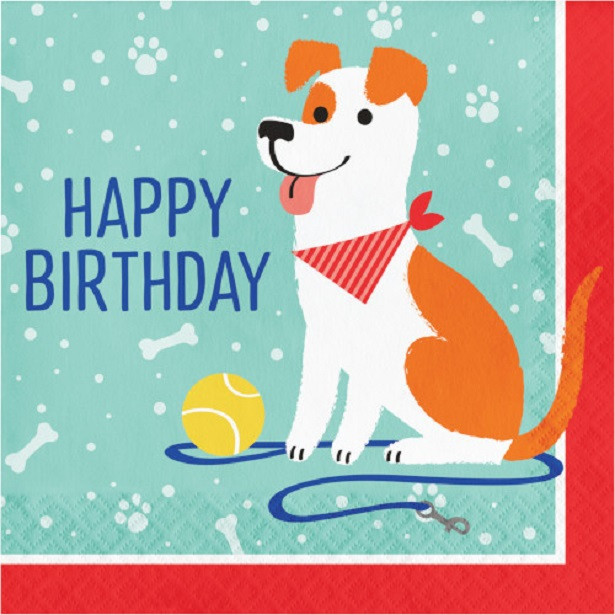 serviettes happy birthday theme chiens