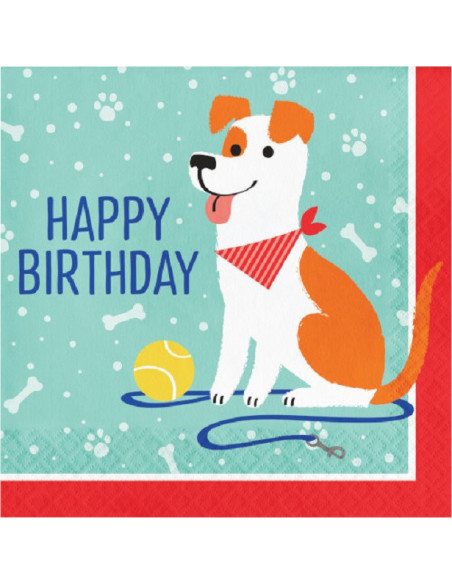 16 Geburtstag Servietten Happy Birthday Hunde - Hundethema Partydekoration - Bellefete.ch