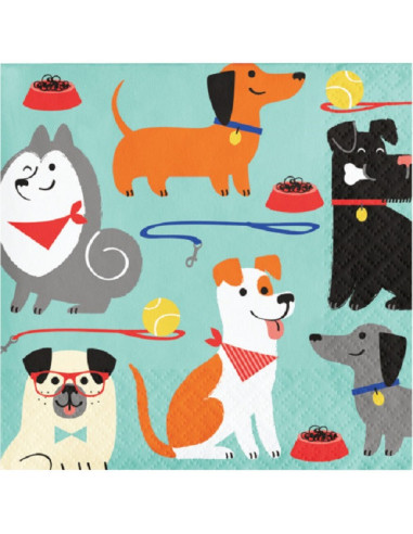 16 Servietten für Geburtstagsgetränke Hunde - Tischdekoration Hund - Bellefete.ch