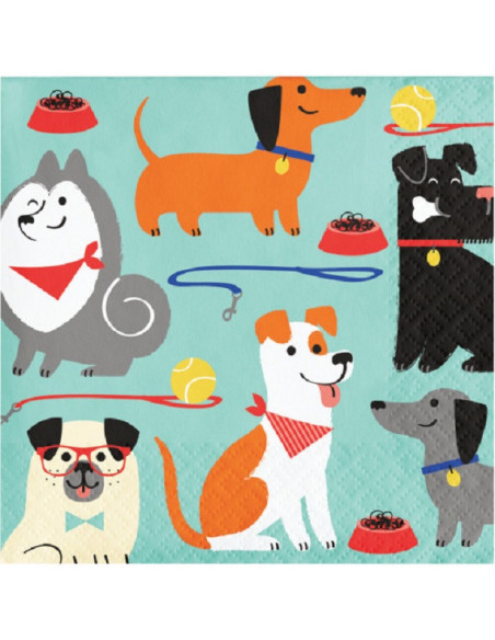 16 Tovaglioli per bevande di compleanno Cani - Decorazione da tavola Cane - Bellefete.ch