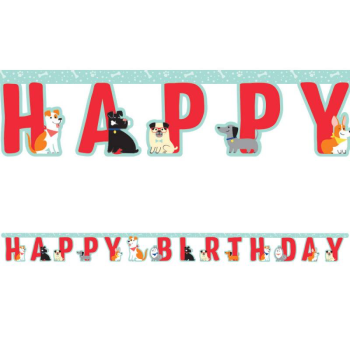Geburtstagsgirlande Happy Birthday Hunde - Partyzubehör für Kinder - Bellefete.ch
