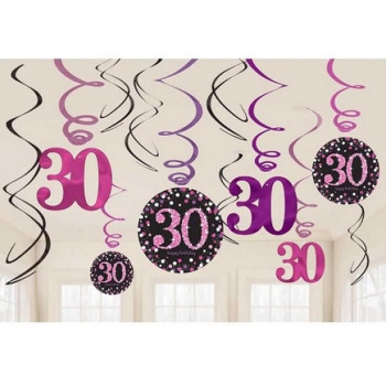 Dekorationen zum 30. Geburtstag in Rosa „Happy Birthday“ 2