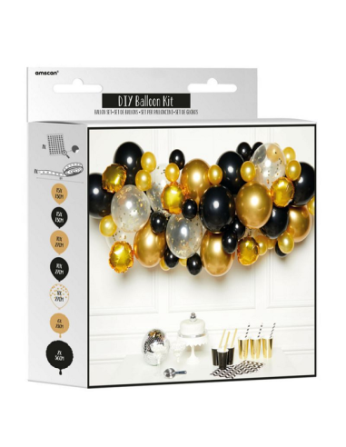 Günstiges Ballonbogen-Set in Gold und Schwarz
