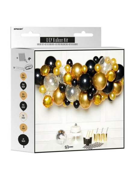 kit arc de ballons doré et noir pas cher
