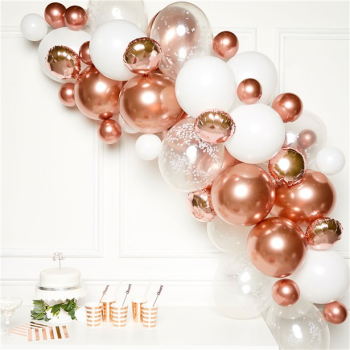 Arco di palloncini Oro rosa e Bianco - Decorazione di festa - Palloncini di festa - Svizzera