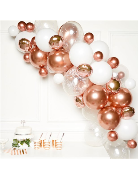 Arco di palloncini Oro rosa e Bianco - Decorazione di festa - Palloncini di festa - Svizzera