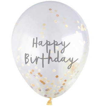 Happy Birthday palloncini con coriandoli dorati – elegante decorazione di compleanno | BelleFete.ch 2