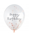 Alles Gute zum Geburtstag, roségoldene Luftballons mit Konfetti in der Schweiz
