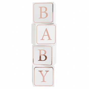 blocs baby shower rose gold