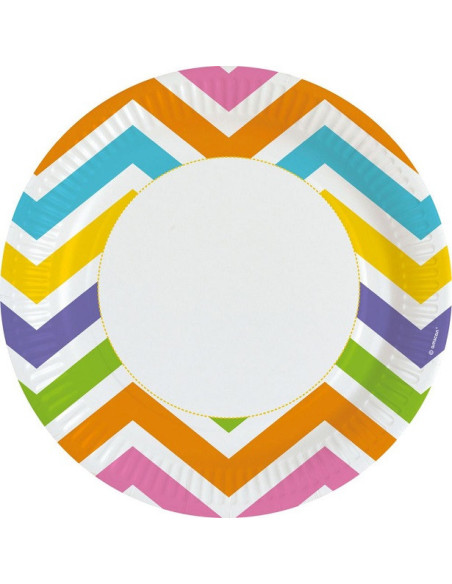Regenbogen Chevron Papierteller für Geburtstag, Babyparty und bunte Party – Bellefete Schweiz