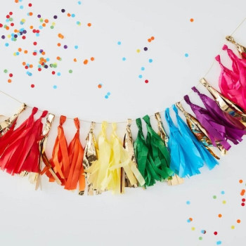 Bunte Regenbogen-Pommel-Girlande zur Dekoration von Partys, Geburtstagen oder Babypartys – Bellefete Schweiz