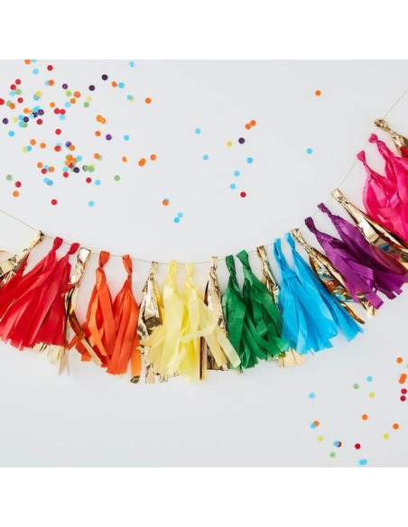 Guirlande de pompons Rainbow colorée pour décoration de fête, anniversaire ou baby shower – Bellefete Suisse