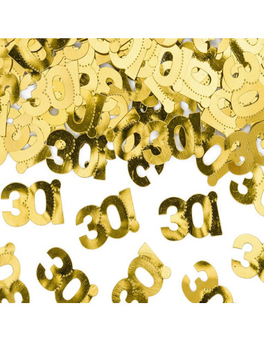 Coriandoli di festa 30 anni in oro – decorazione elegante della tavola di compleanno | BelleFete.ch