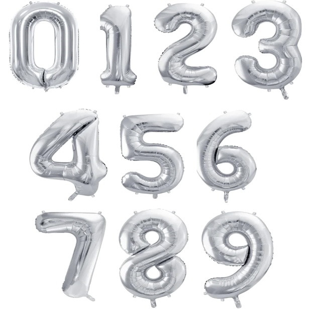 Silberne Zahlenballons