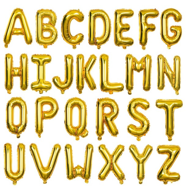 Palloncini con lettere dorate