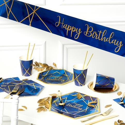 Buon compleanno blu navy e oro