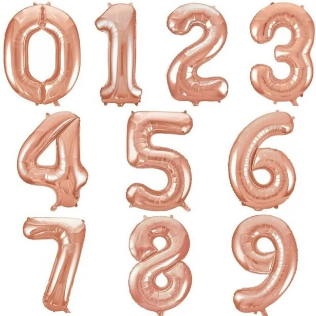 Palloncini con numeri in oro rosa